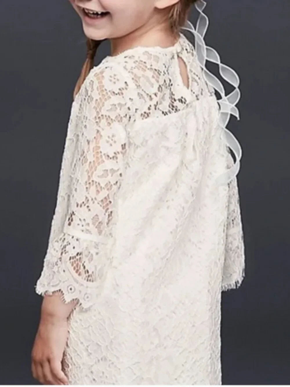 David's Bridal flower girl lace sheath dress, Sz 10. - Picture 2 of 10